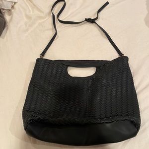 ANTHROPOLOGIE braided black “leather” bag